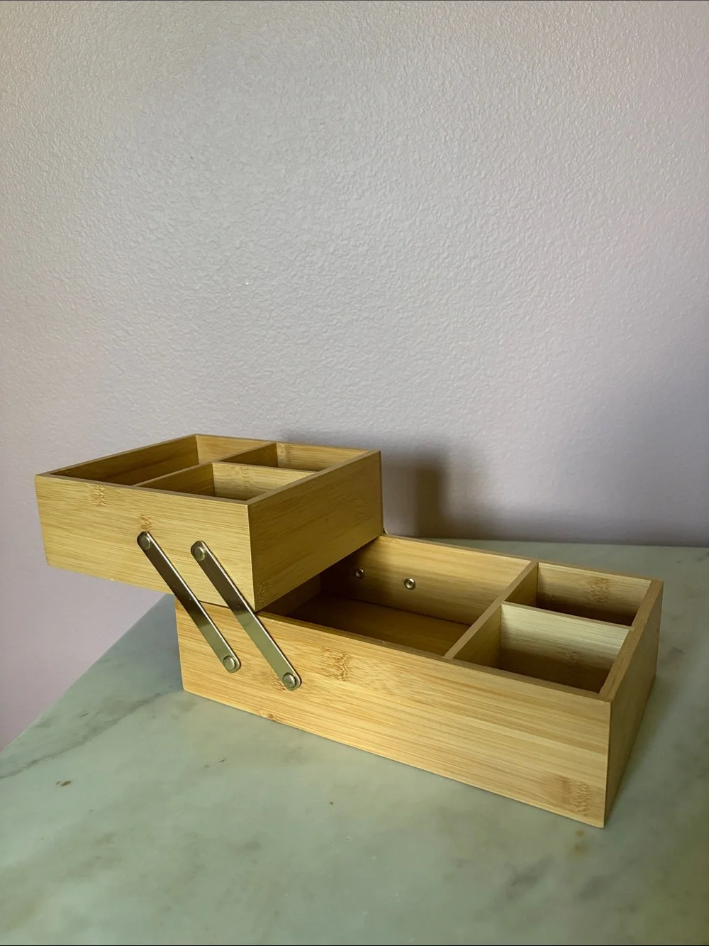 Bamboo Multi-Compartment Desk or Makeup Organizer - Natural Bamboo